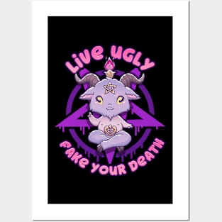 Live Ugly Fake Your Death - Cute Anime Baphomet Posters and Art